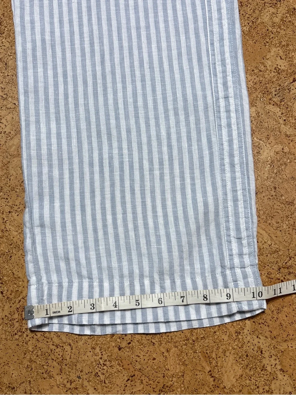 Quince 100% European Linen Wide Leg Pants NWT in Sky Blue Mariner Stripe Sz M